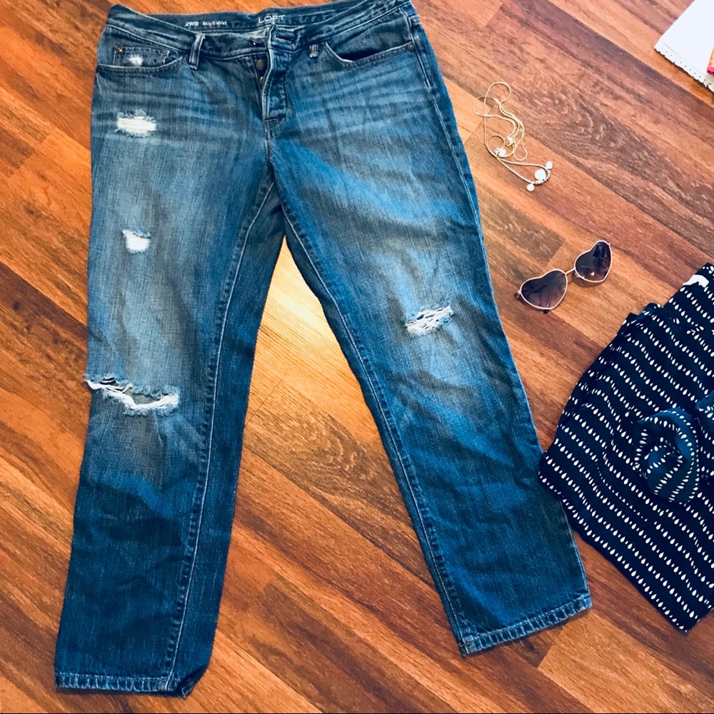LOFT Distressed Boyfriend Denim